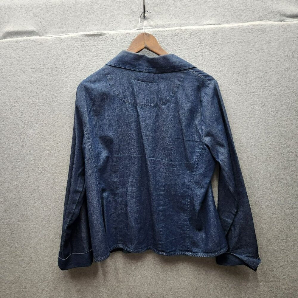 VTG Tantrums Womens Denim Jacket With Floral Embroidery PL Size 100% Cotton Casu - Picture 5 of 5